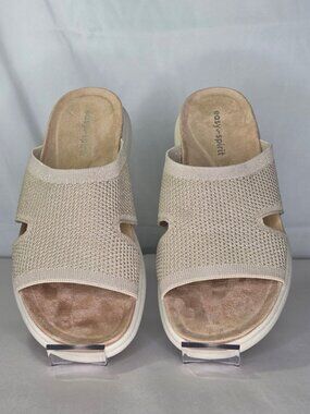 Easy Spirit Amari Sporty Flat Slide Sandals - Light Natural